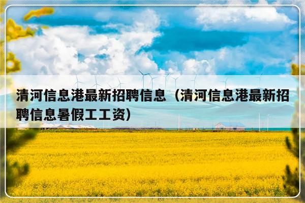 清河信息港最新招聘信息(清河信息港最新招聘信息暑假工工资)