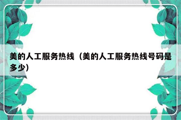 美的人工服务热线(美的人工服务热线号码是多少)-313啦实用网