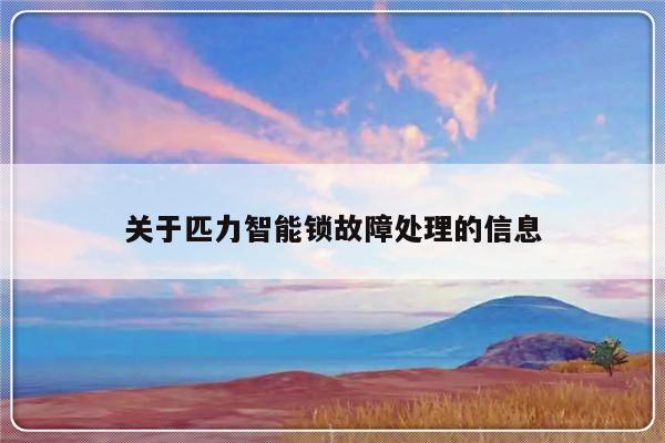 关于匹力智能锁故障处理的信息