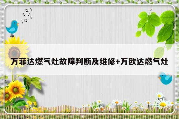 万菲达燃气灶故障判断及维修+万欧达燃气灶