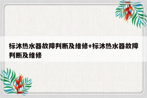 标沐热水器故障判断及维修+标沐热水器故障判断及维修