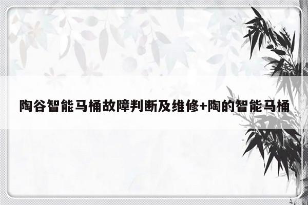 陶谷智能马桶故障判断及维修+陶的智能马桶