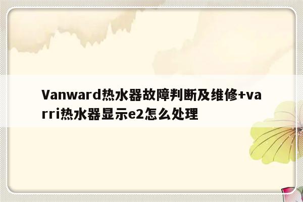 Vanward热水器故障判断及维修+varri热水器显示e2怎么处理