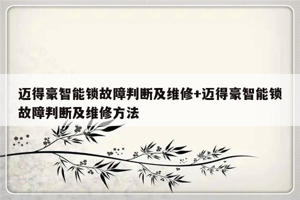迈得豪智能锁故障判断及维修+迈得豪智能锁故障判断及维修方法-313啦实用网