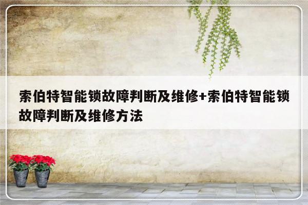 索伯特智能锁故障判断及维修+索伯特智能锁故障判断及维修方法-313啦实用网
