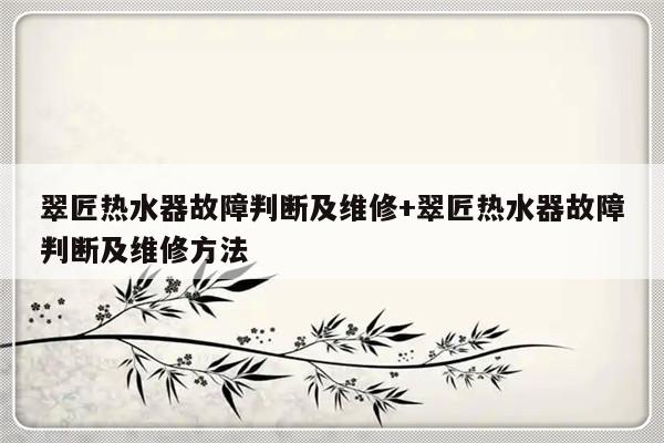 翠匠热水器故障判断及维修+翠匠热水器故障判断及维修方法-313啦实用网
