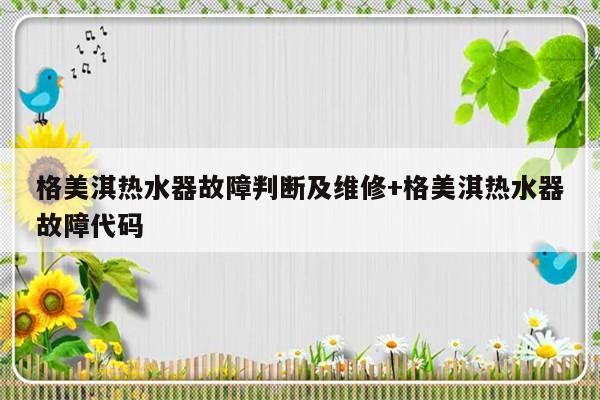 格美淇热水器故障判断及维修+格美淇热水器故障代码