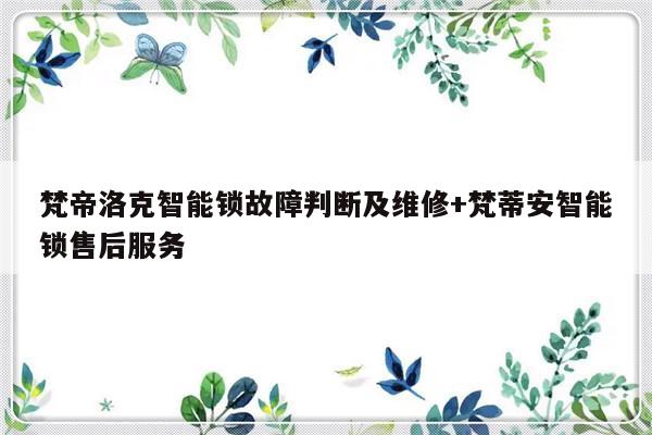 梵帝洛克智能锁故障判断及维修+梵蒂安智能锁售后服务-313啦实用网