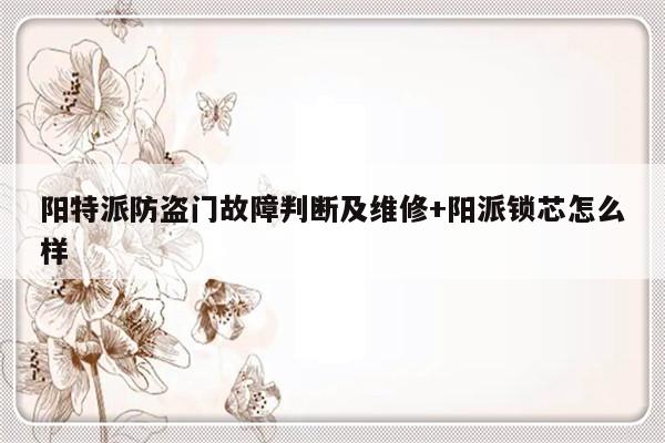 阳特派防盗门故障判断及维修+阳派锁芯怎么样