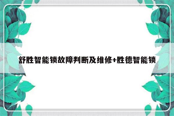 舒胜智能锁故障判断及维修+胜德智能锁