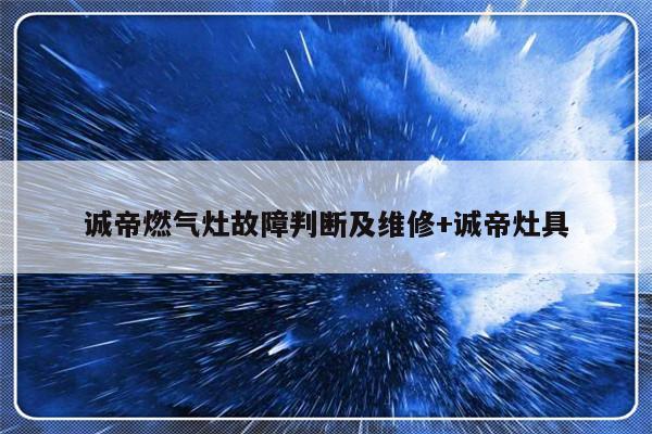 诚帝燃气灶故障判断及维修+诚帝灶具