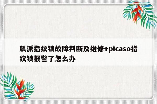 飙派指纹锁故障判断及维修+picaso指纹锁报警了怎么办-313啦实用网