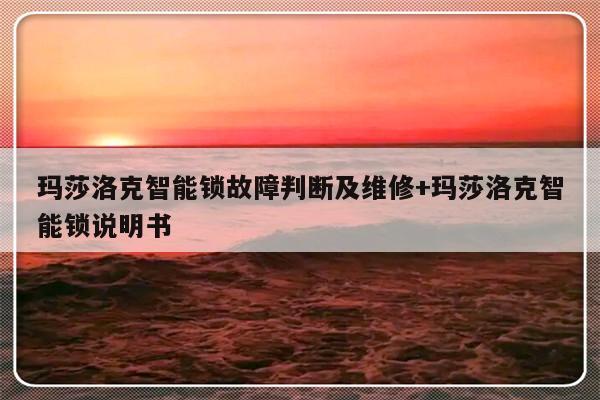 玛莎洛克智能锁故障判断及维修+玛莎洛克智能锁说明书
