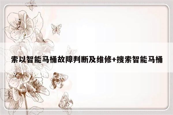 索以智能马桶故障判断及维修+搜索智能马桶-313啦实用网