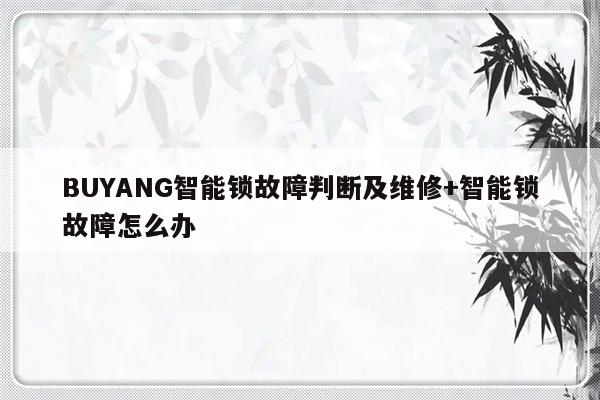 BUYANG智能锁故障判断及维修+智能锁故障怎么办