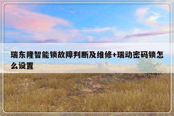 瑞东隆智能锁故障判断及维修+瑞动密码锁怎么设置