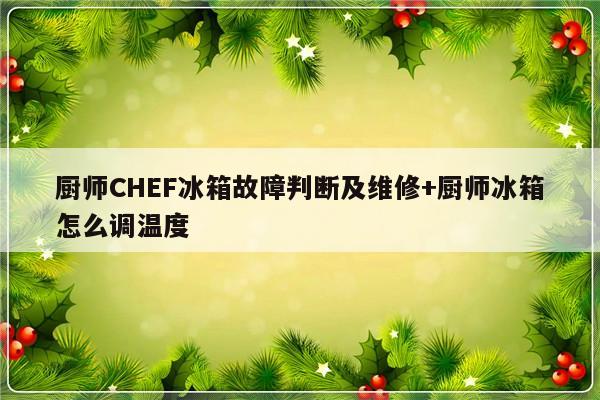厨师CHEF冰箱故障判断及维修+厨师冰箱怎么调温度-313啦实用网