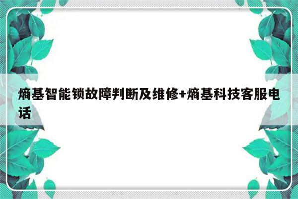 熵基智能锁故障判断及维修+熵基科技客服电话