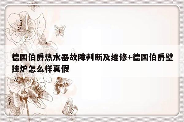 德国伯爵热水器故障判断及维修+德国伯爵壁挂炉怎么样真假