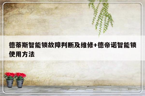 德蒂斯智能锁故障判断及维修+德帝诺智能锁使用方法-313啦实用网