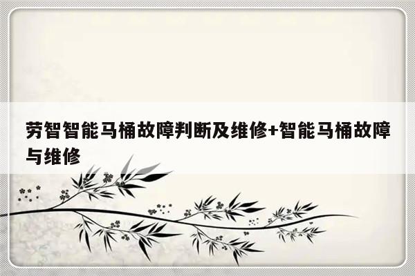 劳智智能马桶故障判断及维修+智能马桶故障与维修