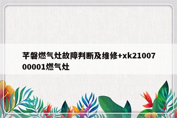 芊磐燃气灶故障判断及维修+xk2100700001燃气灶