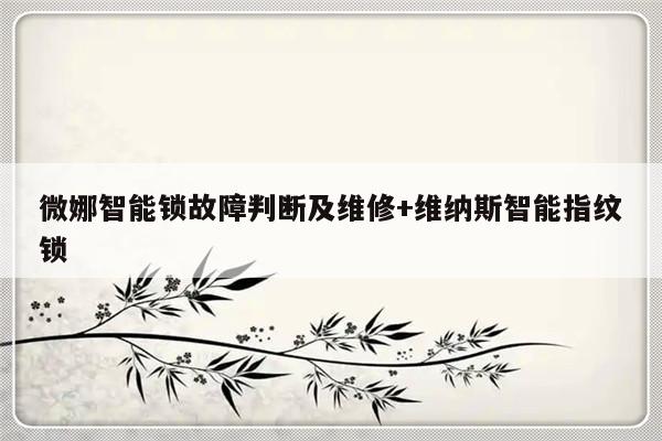 微娜智能锁故障判断及维修+维纳斯智能指纹锁