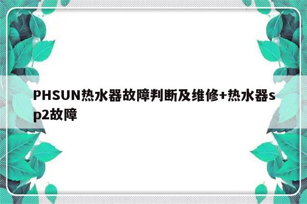 PHSUN热水器故障判断及维修+热水器sp2故障