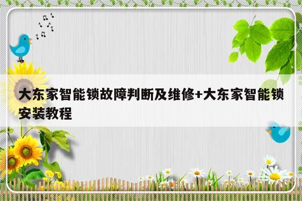 大东家智能锁故障判断及维修+大东家智能锁安装教程-313啦实用网