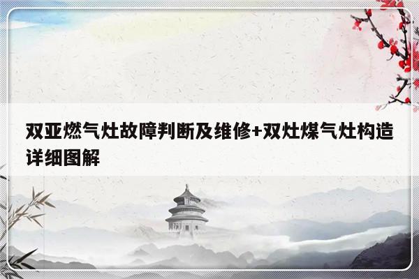 双亚燃气灶故障判断及维修+双灶煤气灶构造详细图解