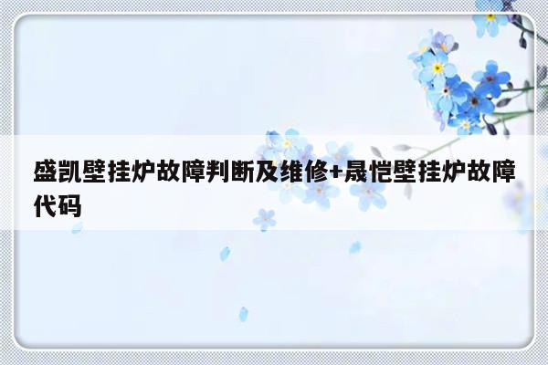 盛凯壁挂炉故障判断及维修+晟恺壁挂炉故障代码