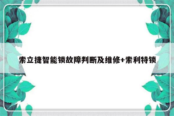 索立捷智能锁故障判断及维修+索利特锁