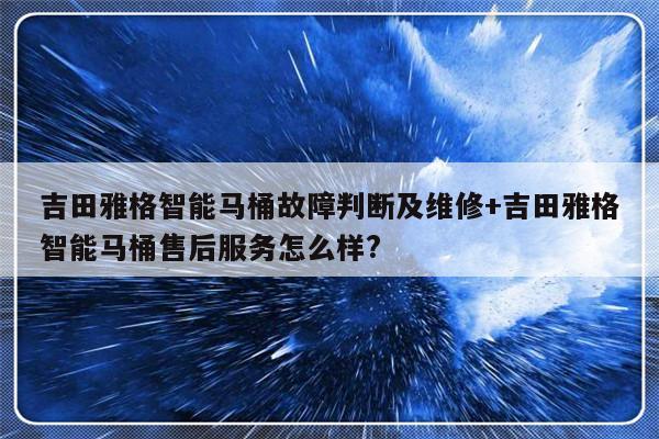 吉田雅格智能马桶故障判断及维修+吉田雅格智能马桶售后服务怎么样?-313啦实用网