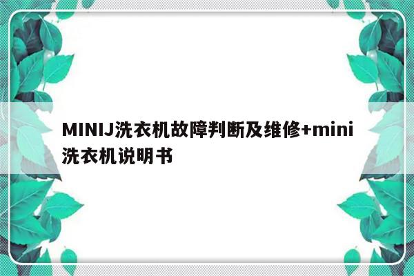 MINIJ洗衣机故障判断及维修+mini洗衣机说明书-313啦实用网