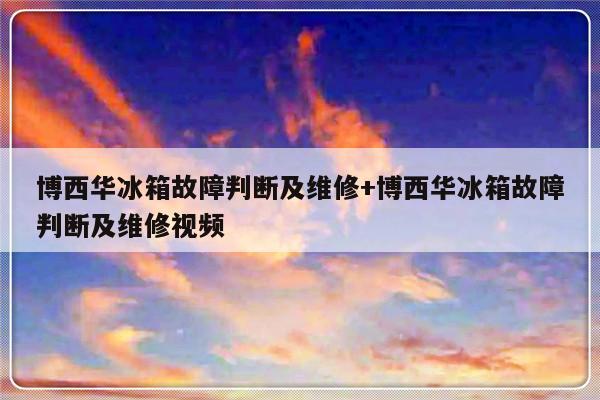 博西华冰箱故障判断及维修+博西华冰箱故障判断及维修视频