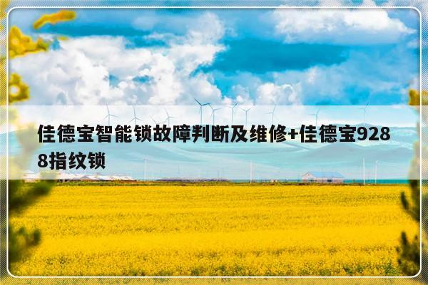 佳德宝智能锁故障判断及维修+佳德宝9288指纹锁-313啦实用网