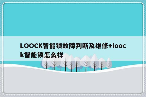 LOOCK智能锁故障判断及维修+loock智能锁怎么样