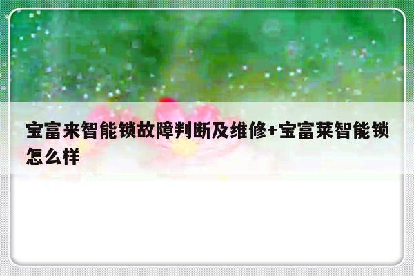 宝富来智能锁故障判断及维修+宝富莱智能锁怎么样