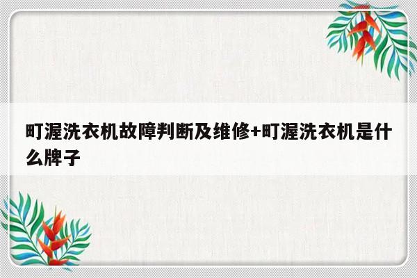 町渥洗衣机故障判断及维修+町渥洗衣机是什么牌子
