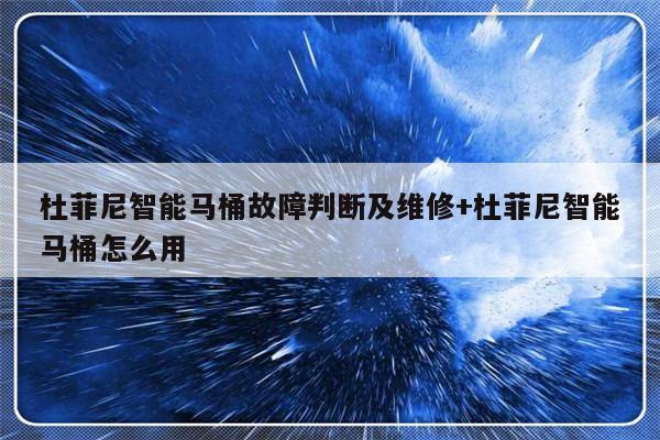 杜菲尼智能马桶故障判断及维修+杜菲尼智能马桶怎么用