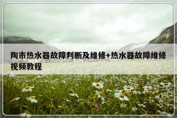 陶市热水器故障判断及维修+热水器故障维修视频教程