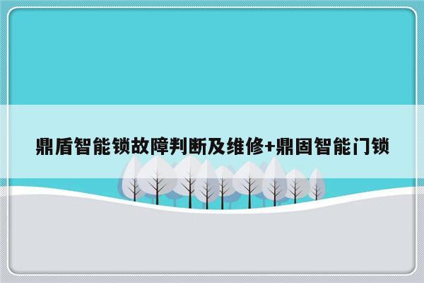 鼎盾智能锁故障判断及维修+鼎固智能门锁-313啦实用网