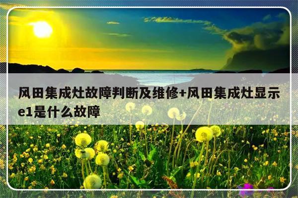 风田集成灶故障判断及维修+风田集成灶显示e1是什么故障