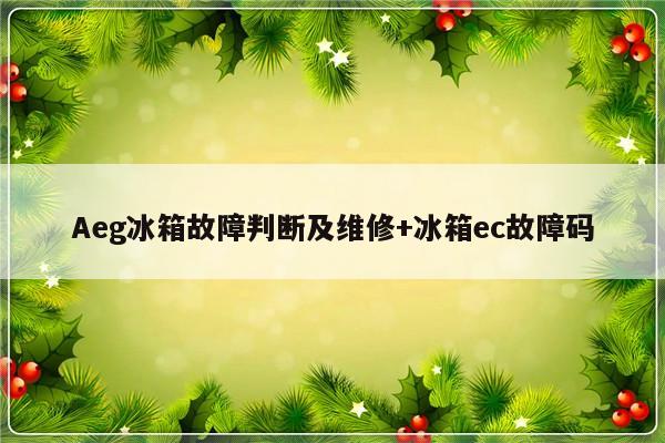 Aeg冰箱故障判断及维修+冰箱ec故障码-313啦实用网