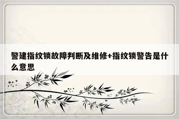警建指纹锁故障判断及维修+指纹锁警告是什么意思-313啦实用网