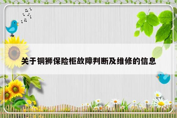 关于铜狮保险柜故障判断及维修的信息