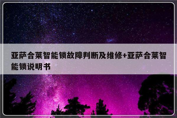 亚萨合莱智能锁故障判断及维修+亚萨合莱智能锁说明书