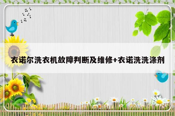 衣诺尔洗衣机故障判断及维修+衣诺洗洗涤剂