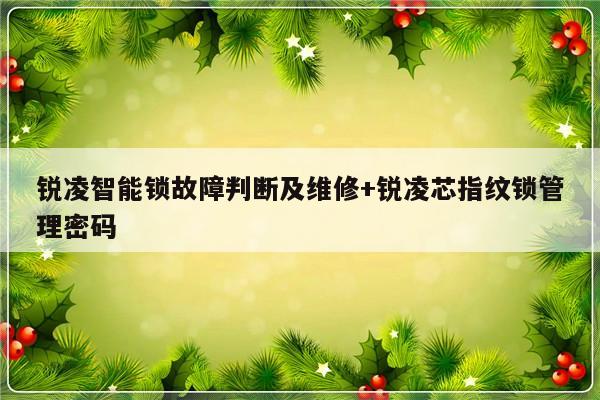 锐凌智能锁故障判断及维修+锐凌芯指纹锁管理密码-313啦实用网