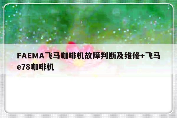 FAEMA飞马咖啡机故障判断及维修+飞马e78咖啡机